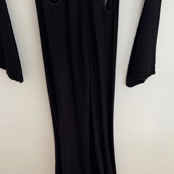 Sau Lee Black Long Sleeve Dress with Cut-Out Accents Long Sleeve